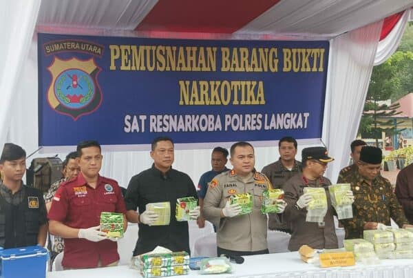 Kepala BNNK Langkat Yang Diwakilkan Oleh Penyidik Seksi Pemberantasan BNNK Langkat Menghadiri Kegiatan Pemusnahan Barang Bukti Narkotika di Polres Langkat